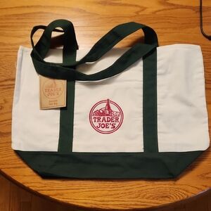 Trader Joe's White and Green Tote Bag